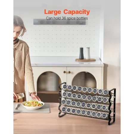 Spice Rack Organizer for Cabinet, Spice Organizer with 36 Empty Spice Jars, Lids, Spice Labels, and Funnel Complete Set, Seasoni