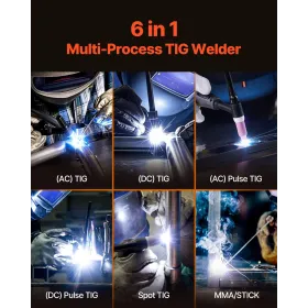 Tig Welder 6-i-1 AC/DC Welding Machine Pulse Spot MMA Stick