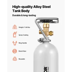CO2 TANK 4,41 lbs legeringscylinder med DIN477 Ventil TUV