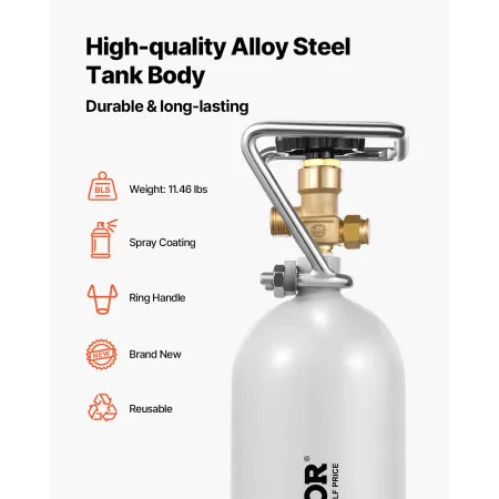 CO2 TANK 4,41 lbs legeringscylinder med DIN477 Ventil TUV