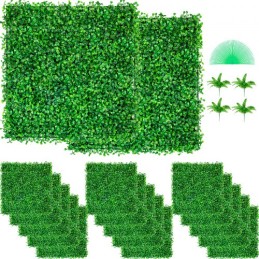 Artificial Boxwood Panel UV 48pcs Boxwood Hedge Wall Panels Artificial Grass Backdrop Wall 10X10" 4cm Green Grass Wall Fake