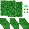 Artificial Boxwood Panel UV 48pcs Boxwood Hedge Wall Panels Artificial Grass Backdrop Wall 10X10" 4cm Green Grass Wall Fake