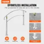 Handrails for Outdoor Steps, Fit 1 or 3 Steps Outdoor Stair Railing, White Wrought Iron Handrail, Flexible Front Porch Hand Rail