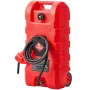 Fuel Caddy, 15 Gallon, Portable Fuel Tank with Gravity & Hand Pump Modes, Fuel Tank Container with Wheels, 10 ft Delivery Hose &