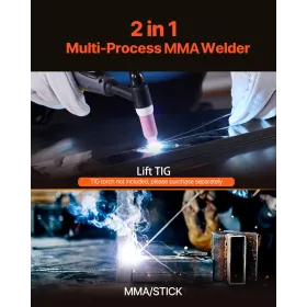 Tig Welder 2-in-1 Welding Machine Lift MMA Stick Arc Igbt Hot Start LED