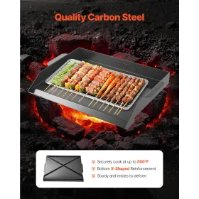 22x16 in Flat Top Griddle Carbon Steel Universal BBQ Grill Pan Cookware