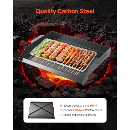 22x16 i flad top grill carbon stål universal bbq grill pan