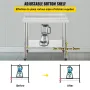 Stainless Steel Prep Table, 36 x 24 x 35 Inch, 440lbs Load Capacity Heavy Duty Metal Worktable with Backsplash Adjustable Unders