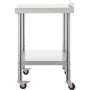Stainless Steel Prep Table, 36 x 24 x 35 Inch, 440lbs Load Capacity Heavy Duty Metal Worktable with Backsplash Adjustable Unders
