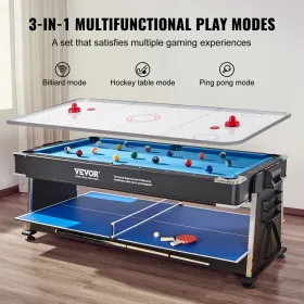 3-in-1 Rotating Swivel Multi Game Table Air Hockey Billiards Table Tennis