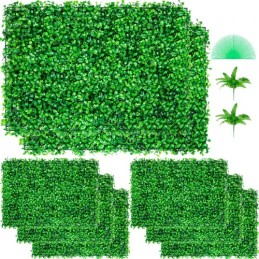 Artificial Boxwood Panel UV 8pcs Boxwood Hedge Wall Panels Artificial Grass Backdrop Wall 24X16" 4cm Green Grass Wall, Fake