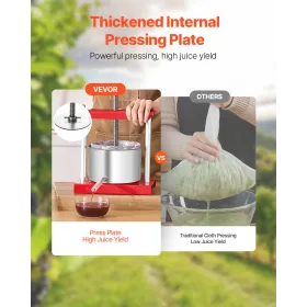 Frugtvin Press Manual Press til vin Making 0,8 Gal/3L Rustfrit stål