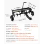 Tow Behind Plug Aerator, 40-Inch Tow Behind Lawn Plug Aerator with Universal Hitch, Pull Behind Aerator with Iron Spikes Alterna