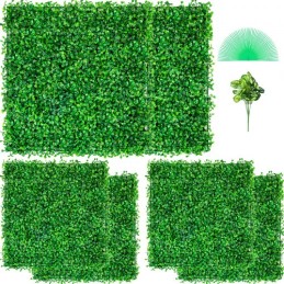 Kunstig buksbom panel UV 6pcs buksbom hedge vægpaneler, kunstig græs baggrund væg 20 "x 20" 4 cm grøn græsvæg,