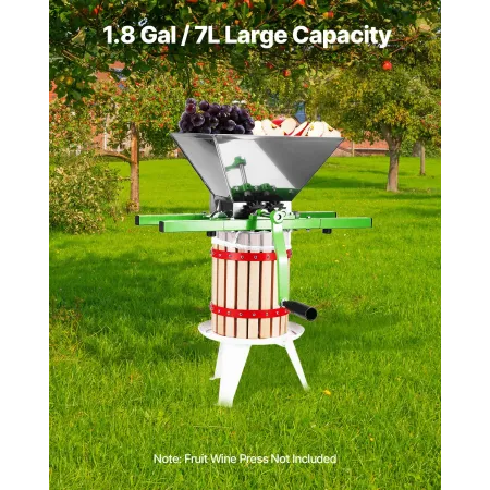 Frugt og æble knuser til vincider, der fremstiller 1,8 gal/7L