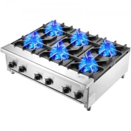 Commercial Gas Range Stove 6 Burners Countertop Cooking Hot Plate Kitchen