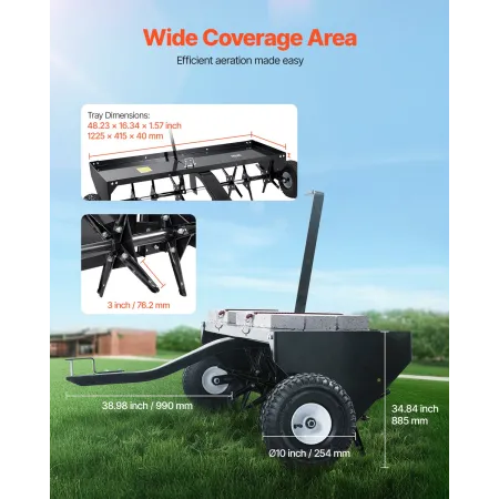 48 "TOW bag plug aerator med universal hitch græsplæne luftfart