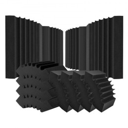 Acoustic Foam Panels 4 Pack 16.5 x 6.3 x 12 in Adhesive for Wall Ceiling
