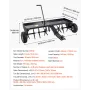 Tow Behind Plug Aerator, 48-Inch Tow Behind Lawn Plug Aerator with Universal Hitch, Pull Behind Aerator with Iron Spikes Alterna