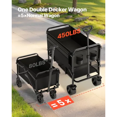Double Decker Wagon Sammenfoldelig 300L & 450 lbs Kraftig