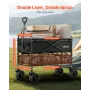 Double Decker Wagon Collapsible, 400L Heavy Duty Folding Wagon Cart, Extended Long Garden Cart with All-Terrain Wheels, Support 