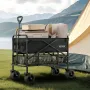 Double Decker Wagon Collapsible, 400L Heavy Duty Folding Wagon Cart, Extended Long Garden Cart with All-Terrain Wheels, Support 