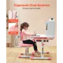 Børns studiestol og skrivebord med boghylde og skuffe Højde