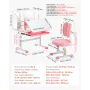 Kids Study Chair and Desk Set, Study Desk and Chair for Kids with Bookshelf & Storage Drawer, Adjustable Height & 0-40° Tilted D