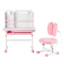 Kids Study Chair and Desk Set, Study Desk and Chair for Kids with Bookshelf & Storage Drawer, Adjustable Height & 0-40° Tilted D
