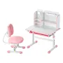 Kids Study Chair and Desk Set, Study Desk and Chair for Kids with Bookshelf & Storage Drawer, Adjustable Height & 0-40° Tilted D