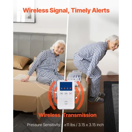 Tidlig alarmseng Alarmsystem Trådløs seng og stolensensorpude