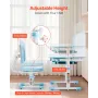 Kids Study Chair and Desk Set, Study Desk and Chair for Kids with Bookshelf & Storage Drawer, Adjustable Height & 0-40° Tilted D