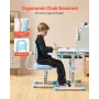 Kids Study Chair and Desk Set, Study Desk and Chair for Kids with Bookshelf & Storage Drawer, Adjustable Height & 0-40° Tilted D