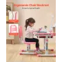 Kids Study Chair and Desk Set, Study Desk and Chair for Kids with Table Lamp, Adjustable Height & 0-40° Tilted Desktop Kids Desk