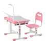Kids Study Chair and Desk Set, Study Desk and Chair for Kids with Table Lamp, Adjustable Height & 0-40° Tilted Desktop Kids Desk