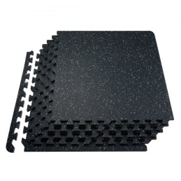 0.56" Thick Gym Floor Mats 25 Tiles Rubber Top with EVA Foam Black & White