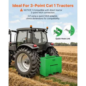 Ballast Box 3 Point Category 1 Tractor Easy Tach Hitch Counterweight Green