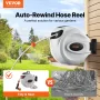 Retractable Garden Hose Reel, 1/2 in x 98.43 ft Wall Mounted Hose Reel, Heavy Duty Garden Hose Reel with 9 Patterns Nozzle, Any 