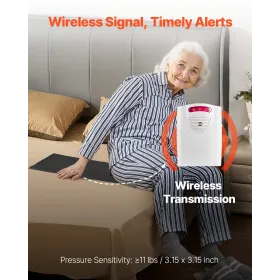 Bed Alarm System for Elderly Adults Wireless Bed Sensor Pad with Pager
