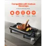 Reversible Grill/Griddle, 14x8.5 inch Pre-Seasoned Cast Iron Griddle, Portable Rectangular Pan with Handle, Family Cookware for 