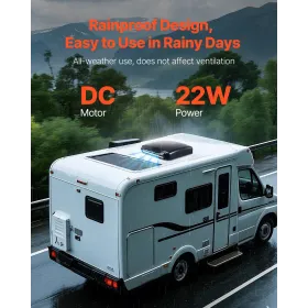 RV Vent Tag Fan 14 tommer reversibelt med regnafdækning Power Top Lid