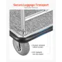 Hotel Luggage Cart, 800 LBS Load Capacity, Brushed Stainless Steel Finish Bellman's Cart, Valet Cart with Grey Carpeted Deck and