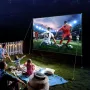 Outdoor Movie Screen w/ Stand, 381 cm Portable Movie Screen, 16:9 HD Wide Angle Outdoor Projector Screen, Front & Rear Projectio