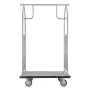 Hotel Luggage Cart, 800 LBS Load Capacity, Brushed Stainless Steel Finish Bellman's Cart, Valet Cart with Grey Carpeted Deck and