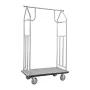 Hotel Luggage Cart, 800 LBS Load Capacity, Brushed Stainless Steel Finish Bellman's Cart, Valet Cart with Grey Carpeted Deck and