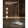 Luggage Cart, 600 LBS Load Capacity, 3 Wheel Stainless Steel Bellman Cart, Valet Cart with Grey Carpeted Deck and Rubber Wheels,