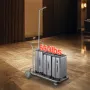 Luggage Cart, 600 LBS Load Capacity, 3 Wheel Stainless Steel Bellman Cart, Valet Cart with Grey Carpeted Deck and Rubber Wheels,