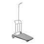 Luggage Cart, 600 LBS Load Capacity, 3 Wheel Stainless Steel Bellman Cart, Valet Cart with Grey Carpeted Deck and Rubber Wheels,