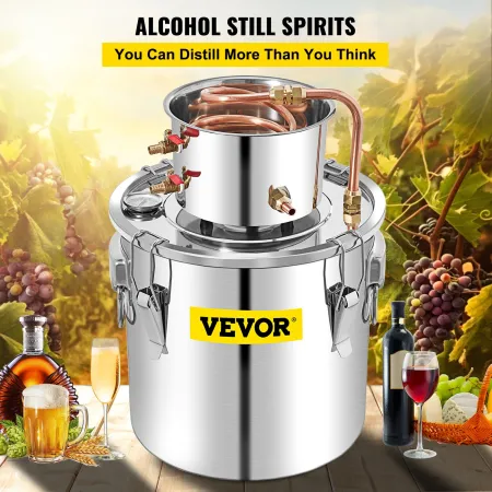 Alcohol Still, 50L Stainless Steel Water Alcohol Distiller with Condenser, 13.2Gal Wine Making Boiler with Copper Tube, Home Bre