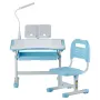 Kids Study Chair and Desk Set, Study Desk and Chair for Kids with Table Lamp, Adjustable Height & 0-40° Tilted Desktop Kids Desk
